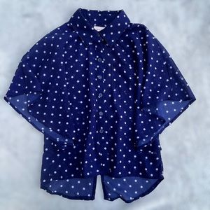 Girls polka dot chiffon tie back shirt small